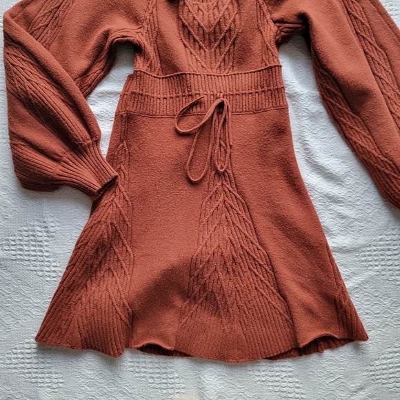 The Free People Emmaline Long Sleeve Sweater Dress in Cinnamon - Picture 5 of 13